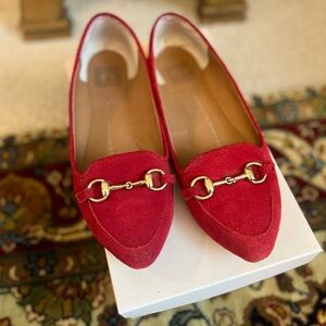 Red loafers, with gold buckle!
